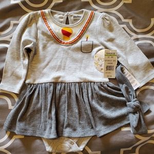 Long sleeve dress onesie with bow